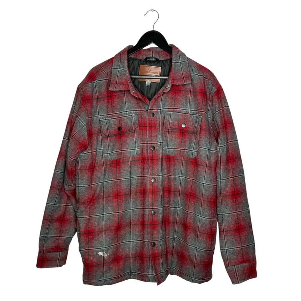 Rugged Elements Red Gray Plaid Snap Front Shirt J… - image 1